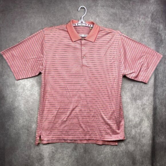 Peter Millar Polo Shirt Mens XL Pink Blue Striped Preppy Golf Casual S/S - Picture 1 of 11